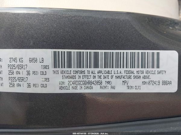 2017 DODGE GRAND CARAVAN SXT — I9