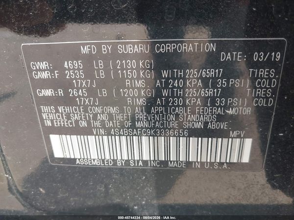 2019 SUBARU OUTBACK 2.5I PREMIUM