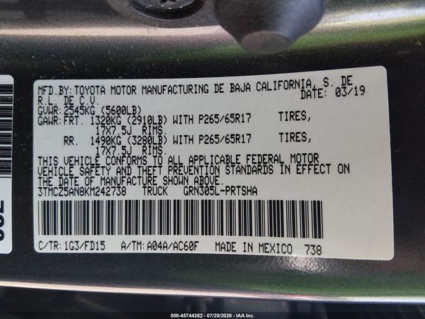 2019 TOYOTA TACOMA TRD SPORT