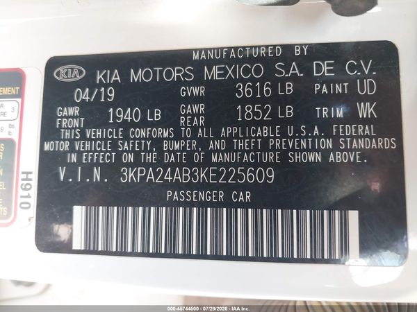 2019 KIA RIO LX