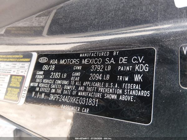 2019 KIA FORTE LXS