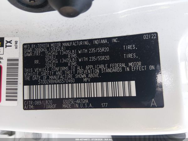 2022 TOYOTA HIGHLANDER LIMITED