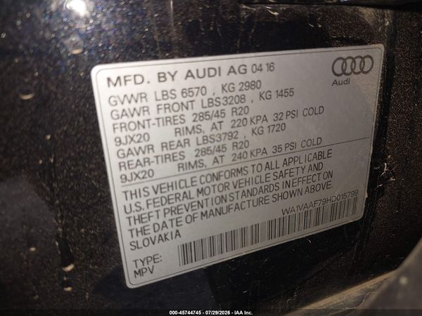 2017 AUDI Q7 3.0T PREMIUM