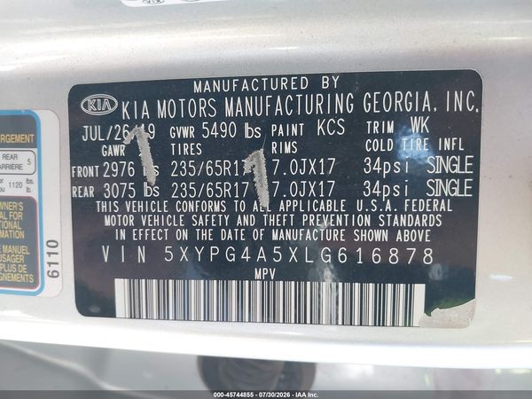 2020 KIA SORENTO 3.3L LX