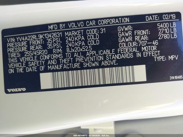 2019 VOLVO XC60 T6 INSCRIPTION