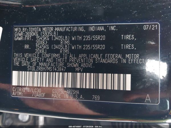 2021 TOYOTA HIGHLANDER XSE