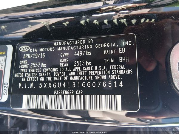 2016 KIA OPTIMA EX