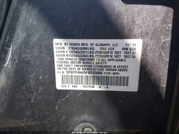2015 HONDA PILOT EX