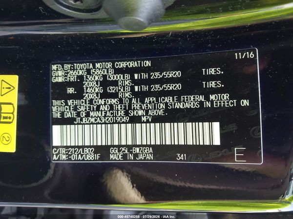 2017 LEXUS RX 350