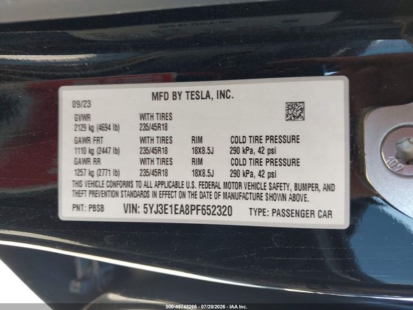 2023 TESLA MODEL 3 REAR-WHEEL DRIVE