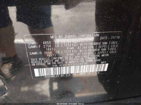 2020 SUBARU OUTBACK LIMITED