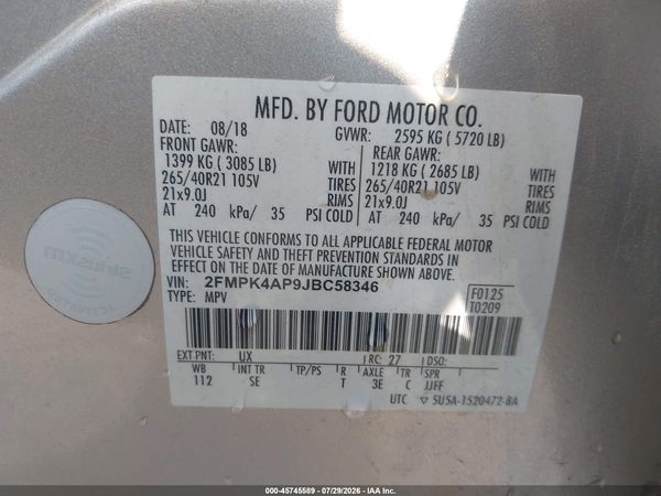 2018 FORD EDGE SPORT — I9