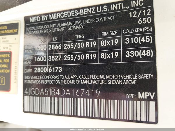 2013 MERCEDES-BENZ ML 350 ML350
