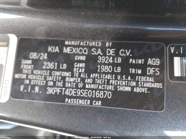 2025 KIA K4 LXS