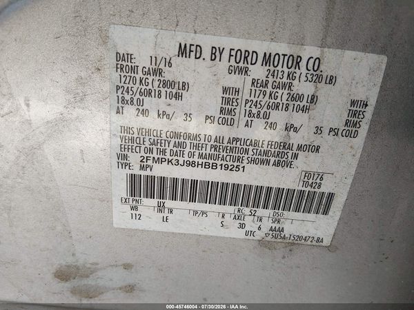 2017 FORD EDGE SEL — I9