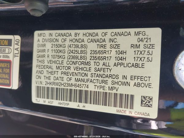 2021 HONDA CR-V AWD LX