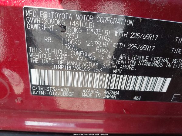 2019 TOYOTA RAV4 XLE