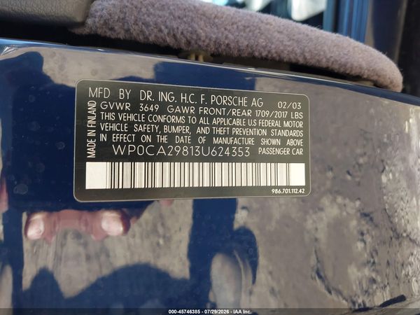 2003 PORSCHE BOXSTER