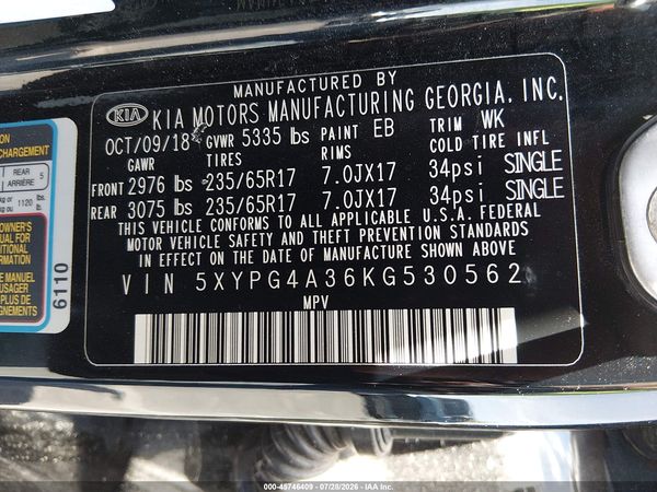 2019 KIA SORENTO 2.4L L