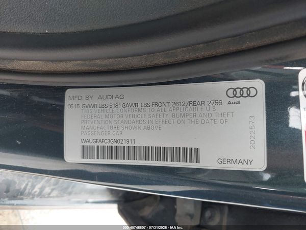 2016 AUDI A6 2.0T PREMIUM PLUS