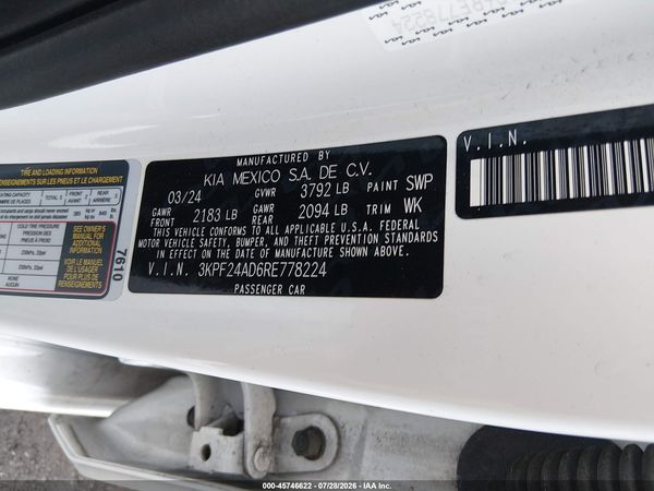 2024 KIA FORTE LXS