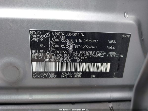 2019 TOYOTA RAV4 XLE