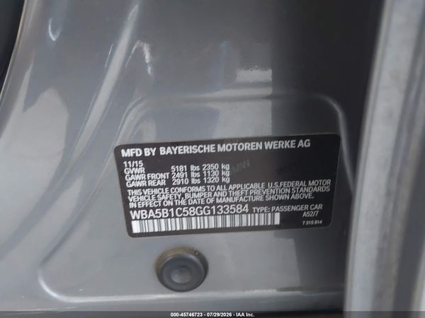 2016 BMW 535I