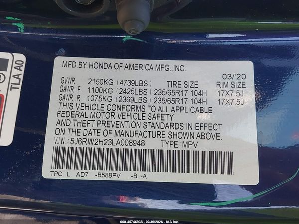 2020 HONDA CR-V AWD LX