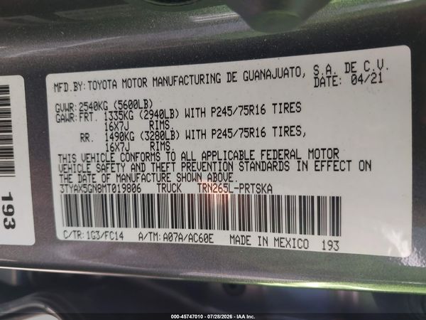 2021 TOYOTA TACOMA SR5