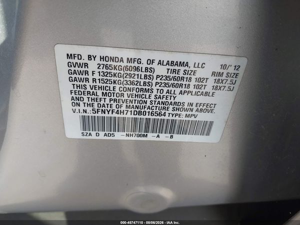 2013 HONDA PILOT EX-L