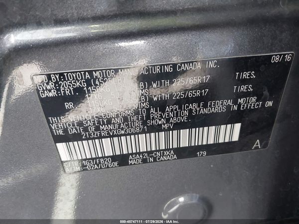 2016 TOYOTA RAV4 LE