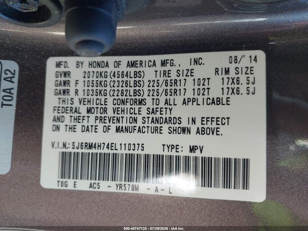 2014 HONDA CR-V EX-L