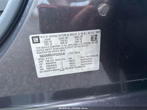 2015 CHEVROLET SILVERADO 1500 LT — I9