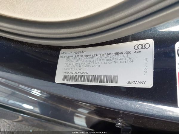 2016 AUDI A6 2.0T PREMIUM PLUS
