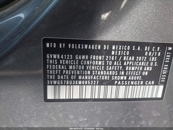 2019 VOLKSWAGEN JETTA 1.4T SEL PREMIUM — I9