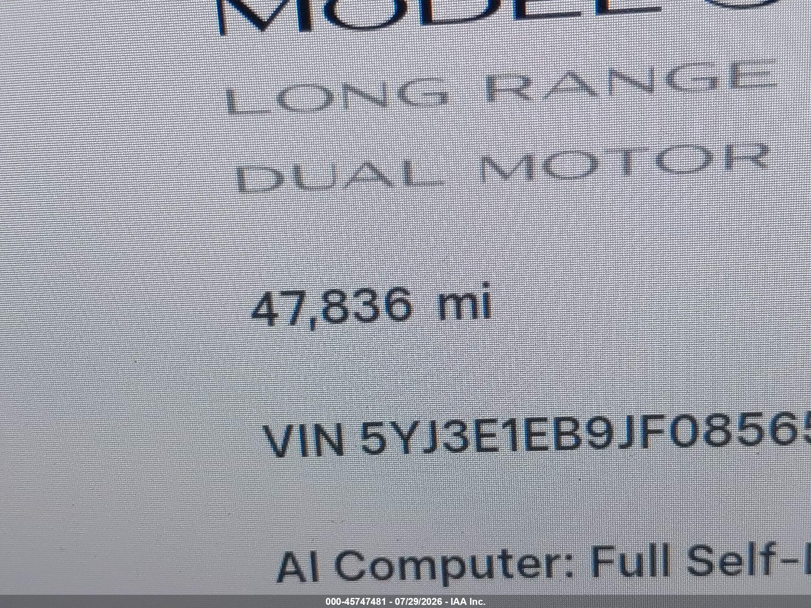 2018 TESLA MODEL 3 LONG RANGE/PERFORMANCE