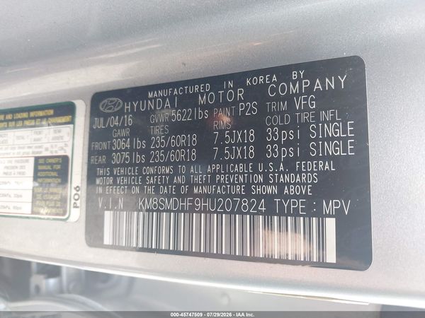 2017 HYUNDAI SANTA FE SE