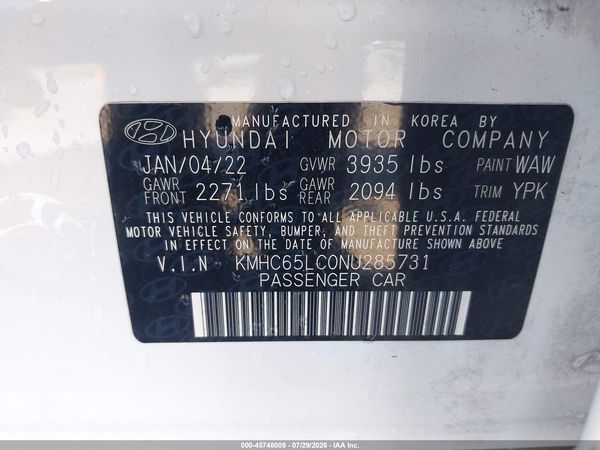 2022 HYUNDAI IONIQ HYBRID BLUE