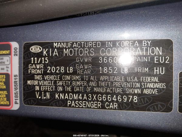 2016 KIA RIO LX
