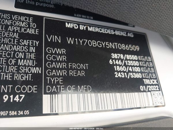 2022 MERCEDES-BENZ SPRINTER 1500 STANDARD ROOF I4