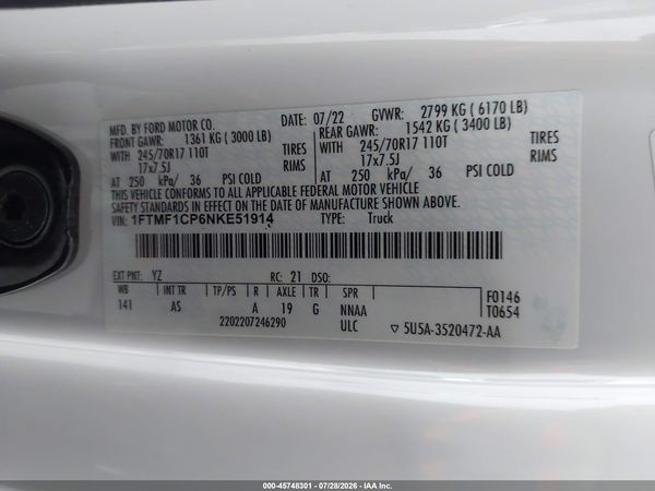 2022 FORD F-150 XL