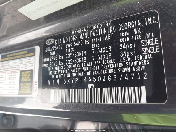 2018 KIA SORENTO 3.3L EX