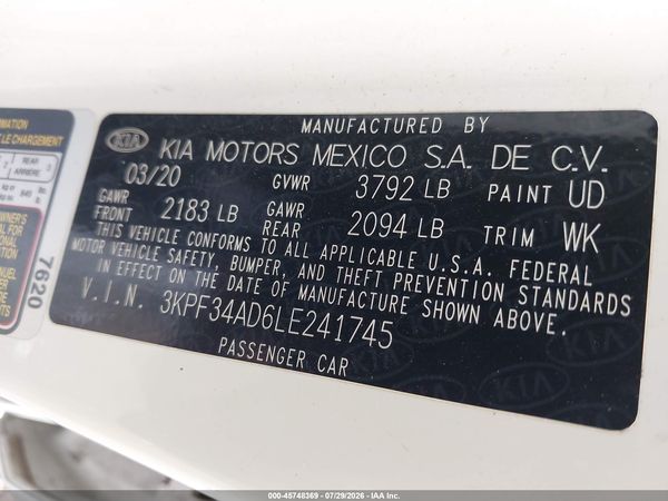 2020 KIA FORTE GT-LINE
