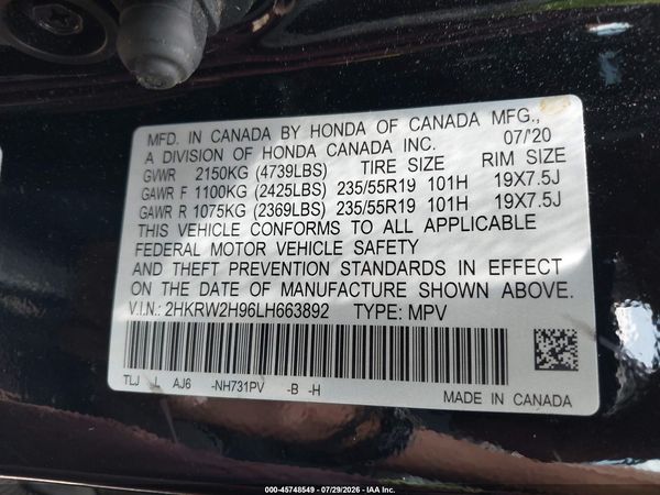 2020 HONDA CR-V AWD TOURING
