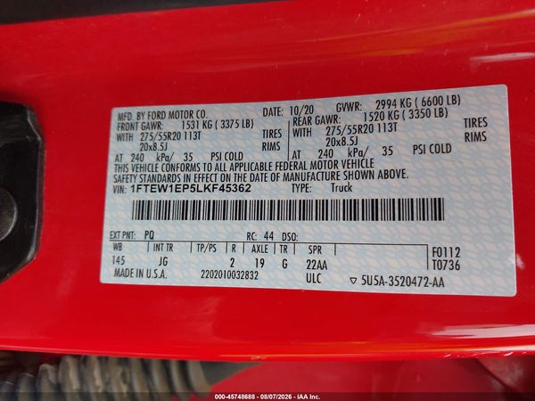 2020 FORD F-150 XL