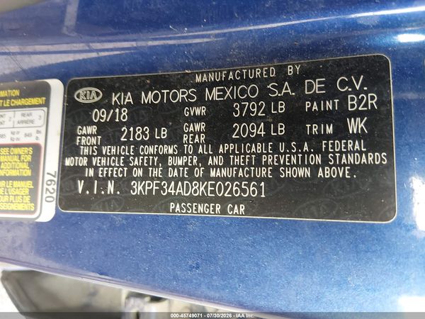 2019 KIA FORTE S