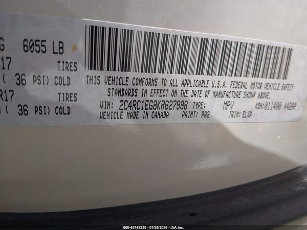 2019 CHRYSLER PACIFICA TOURING L PLUS — I9