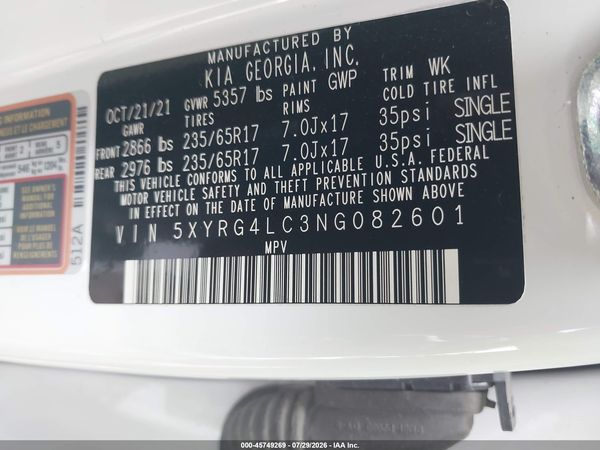 2022 KIA SORENTO LX