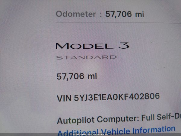 2019 TESLA MODEL 3