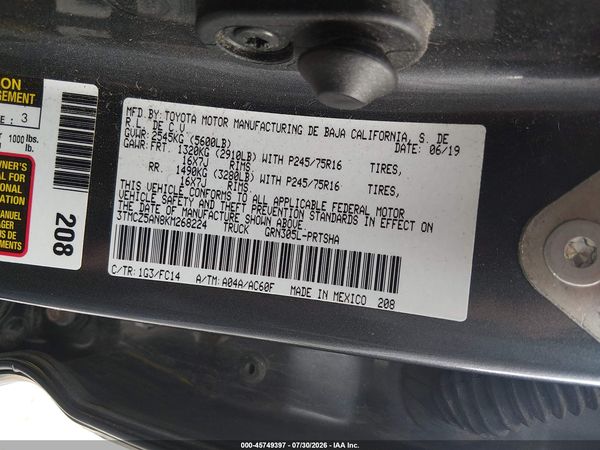 2019 TOYOTA TACOMA SR5 V6